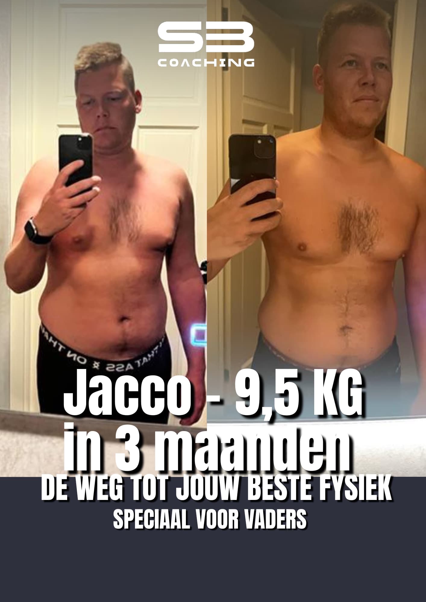 Voor en na: Jacco, 9,5 kg lichter, met coaching van Mannen met een Missie